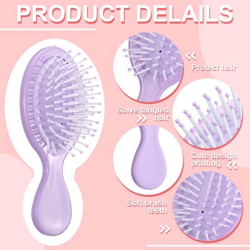 Acellegic 12 Packs DIY Princess Hairbrush Kits Princess Party Bow Diamond Alphabet Sticker Make Your Own Hair Brush with Gem Painting for Birthday Party Art Activities DIY Crafts