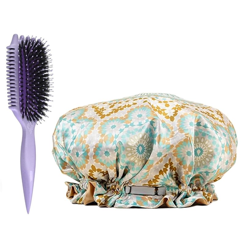 Bounce Curl Slay And Stay Bundle - Reversible Satin Hair Bonnet & Purple Volume EdgeLift Brush