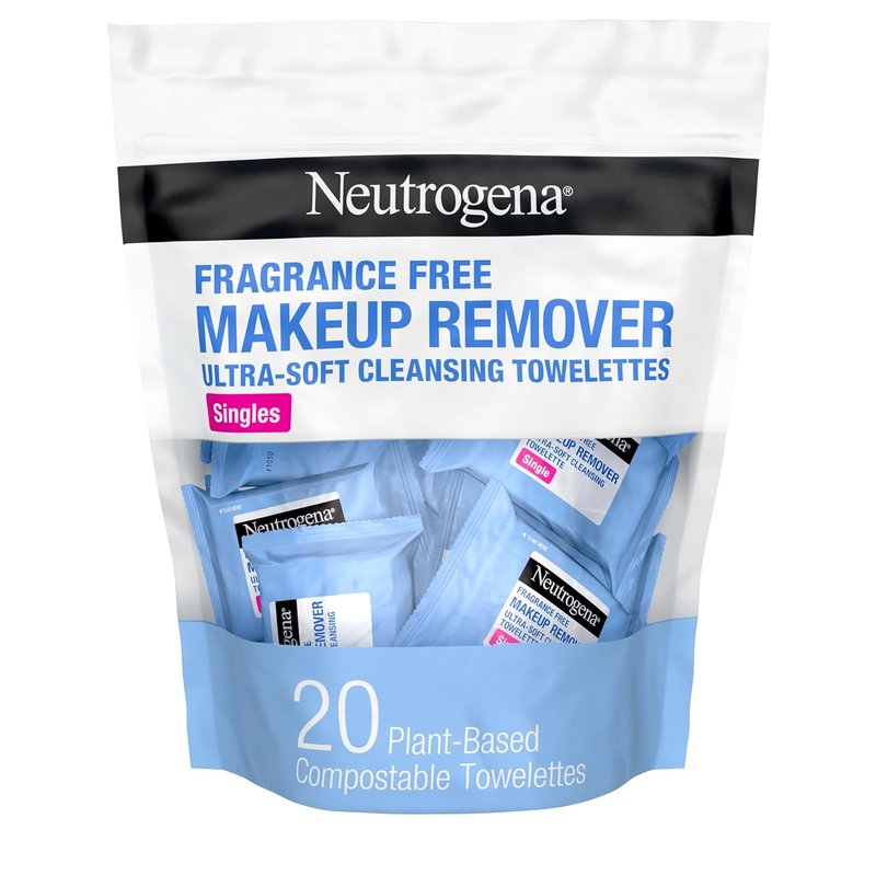 Neutrogena Fragrance-Free Makeup Remover Wipes - Gently Remove Dirt & Waterproof Mascara | 20 Individually Wrapped Towelettes