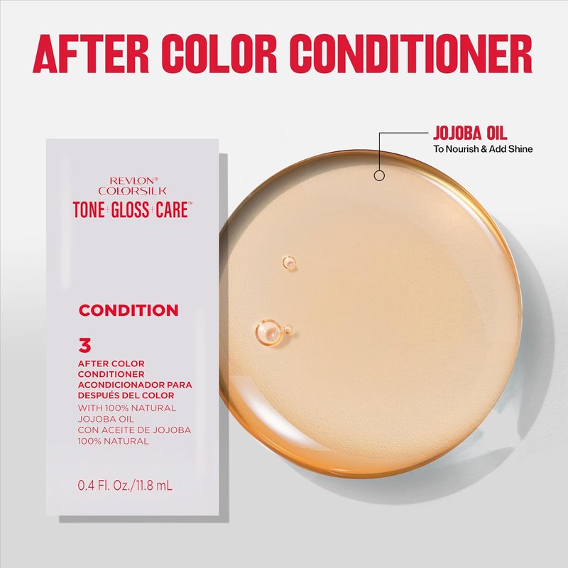 Revlon ColorSilk Tone + Gloss + Care Demi Permanent Hair Color, Dye Kit with Leave-In Scalp and Haircare Serum, 2x Shinier, 4x Stronger, 1 Black, 4.5 fl oz
