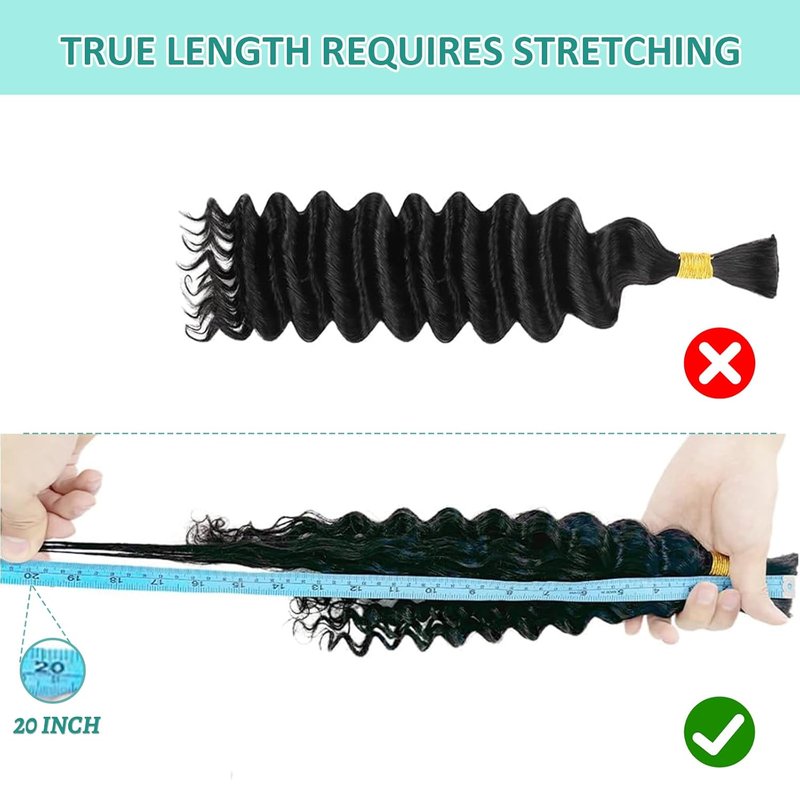 100% Brazilian Virgin Remy Human Hair - 18 Inch Curly Braiding Bundle | Soft Silky Natural Color