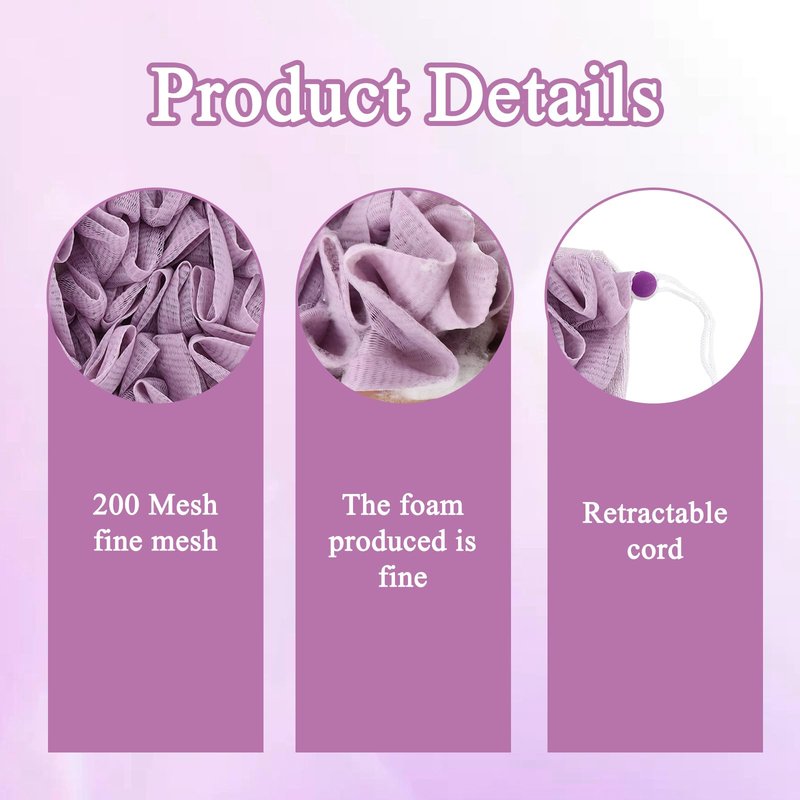 3 Pcs Soap Bar Loofah, 2 in 1 Bar Soap Loofah Pouch Holds Bar Soap-Exfoliation Mesh Shower Ball (Purple+Blue+Green)
