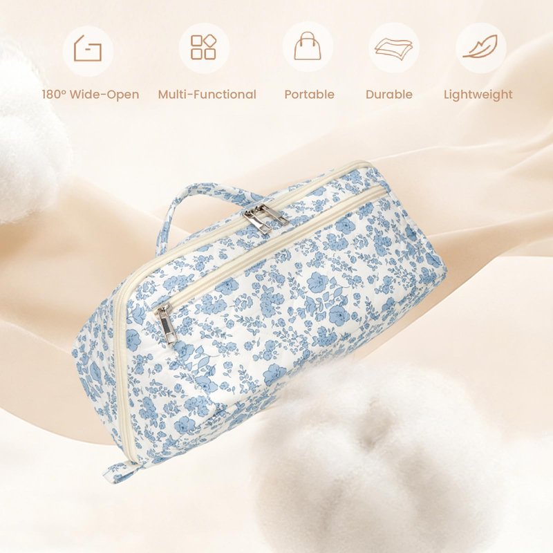 Cohawk Quilted Hair Tools Travel Bag Floral Travel Case Compatible with Dyson Airwrap Wide-open Cute Hair Dryer Bag for Shark Flexstyle