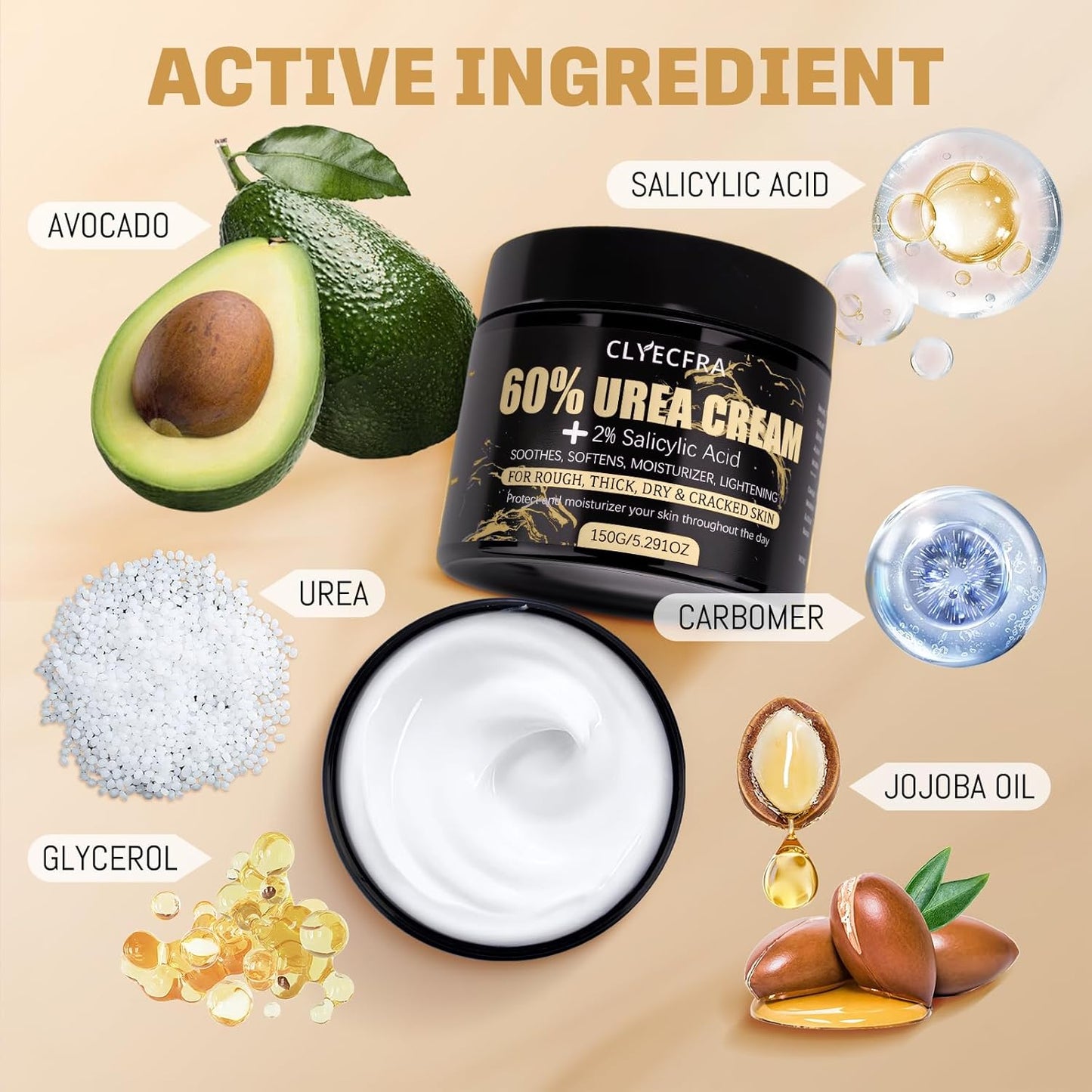 Urea Cream 60% with 2% Salicylic Acid - Maximum Strength Moisturizer for Dry, Cracked Skin | 150g
