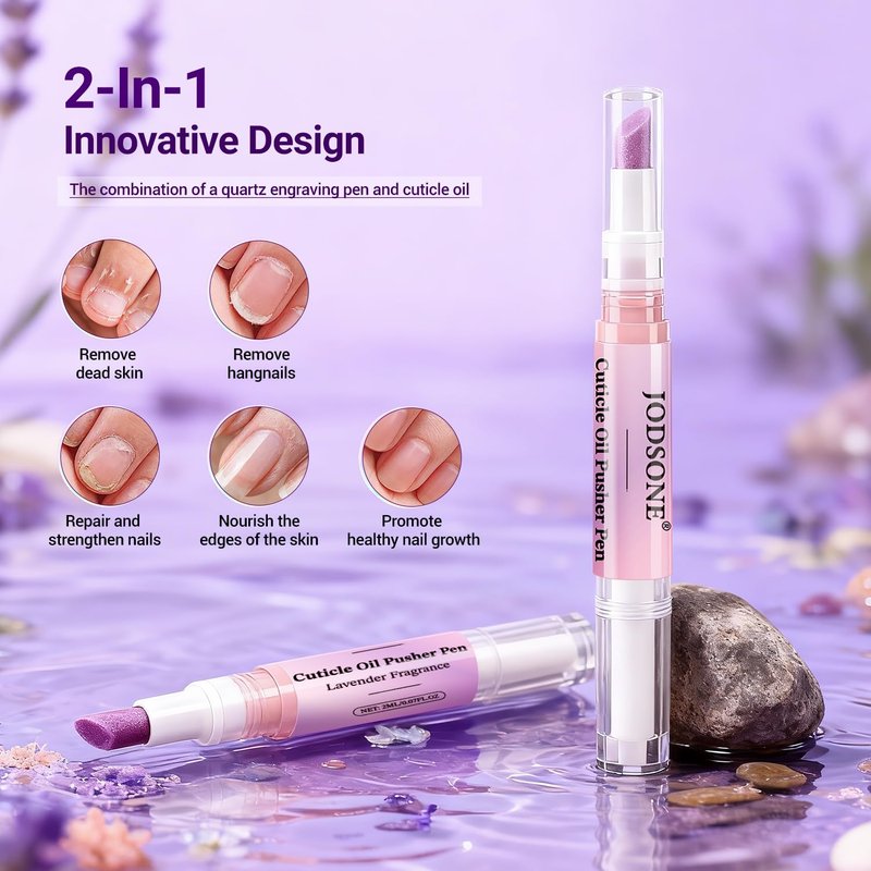 JODSONE 2-in-1 Cuticle Oil Pen & Cuticle Pusher,Gentle Cuticles Treatment Remover For Dry & Damaged Nails, Hangnails, Moisturize Strengthen Brighten Cleaning Dead Gentle Formula Products 2ml