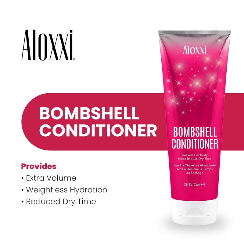 Aloxxi Bombshell Conditioner - All Hair Types, Reduces Drying Time & Adds Volume | Paraben & Sulfate Free, 8 Oz