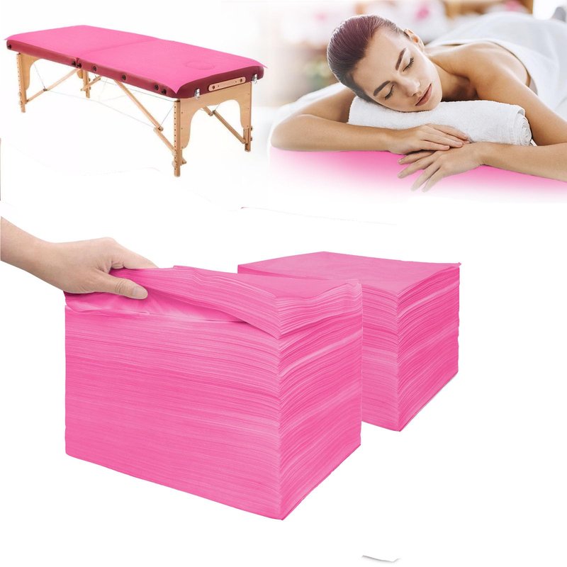 200Pcs Disposable Bed Sheets 31.5"x71"Massage Table Sheets Non-Woven Fabric Bed Covers for Ultimate Hygiene and Comfort in Massage,Tattoo, Beauty and Spa Treatments, Breathable & Durable Sheets(Pink)