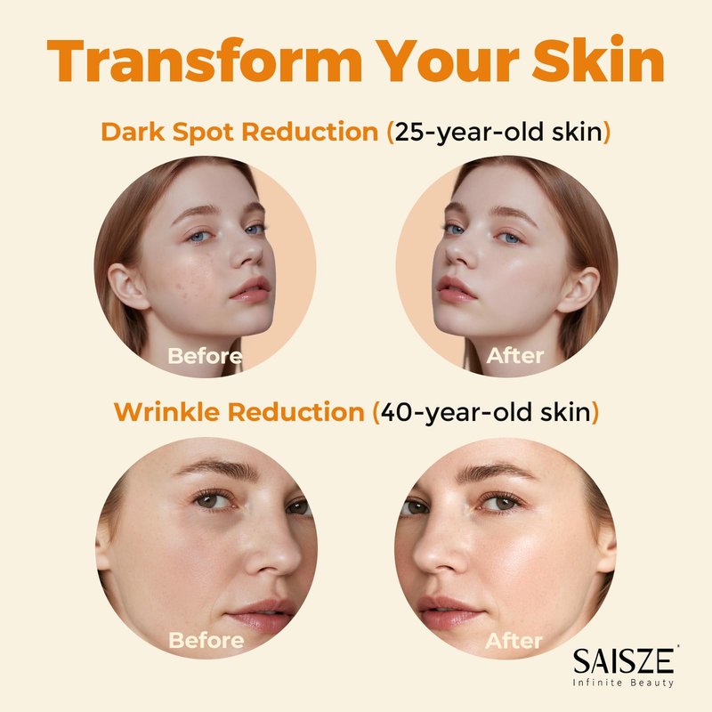 SAISZE Vitamin C Serum for Face, Facial Serum for Dark Spot, Skin Care Gifts for Women, Mothers Day gifts, Anti Aging with Vitamin C, Hyaluronic Acid, 60ml