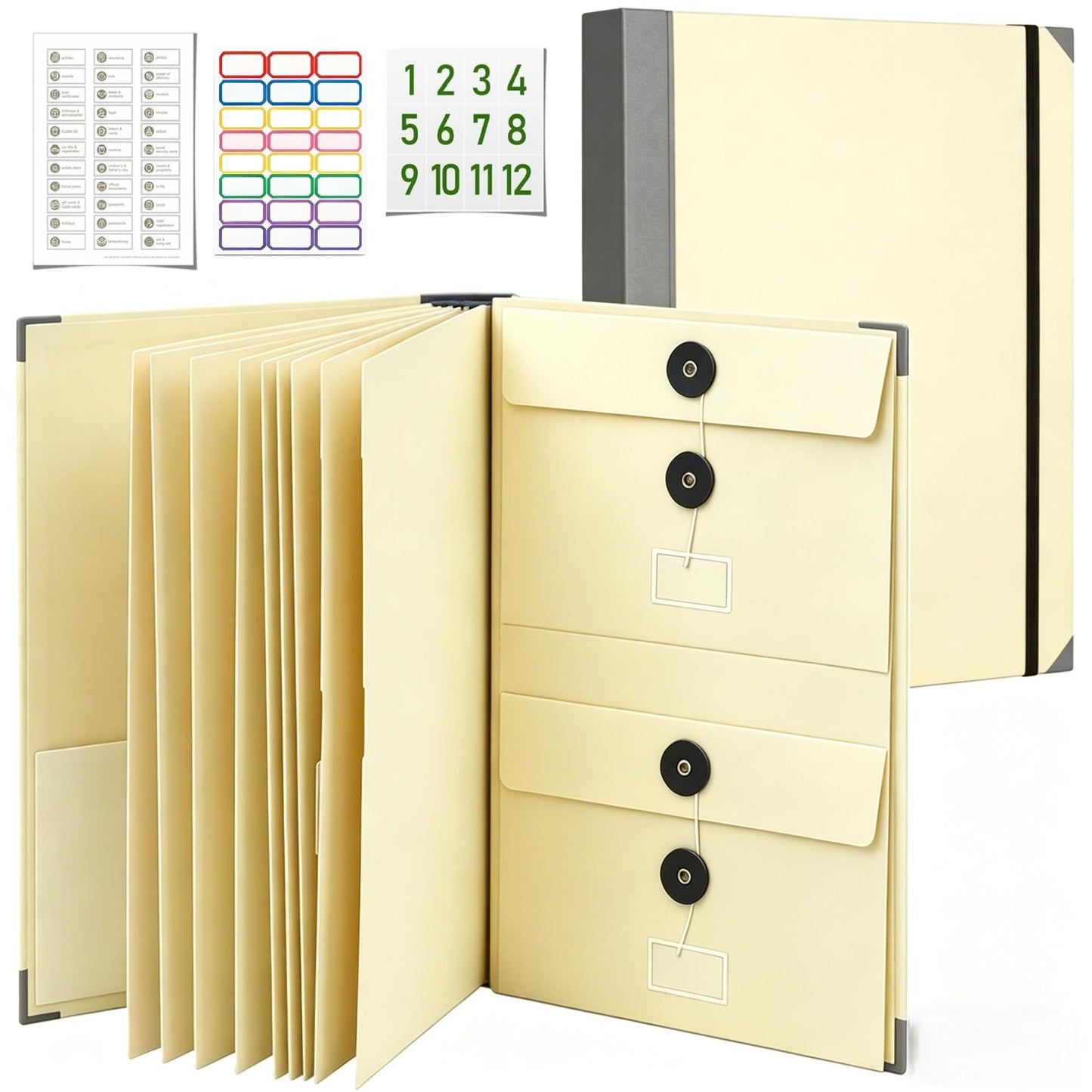 Important Document Organizer,Folders for Documents,Bound Expanding File for Important Papers/Passports/Birth Certificates(Yellow)