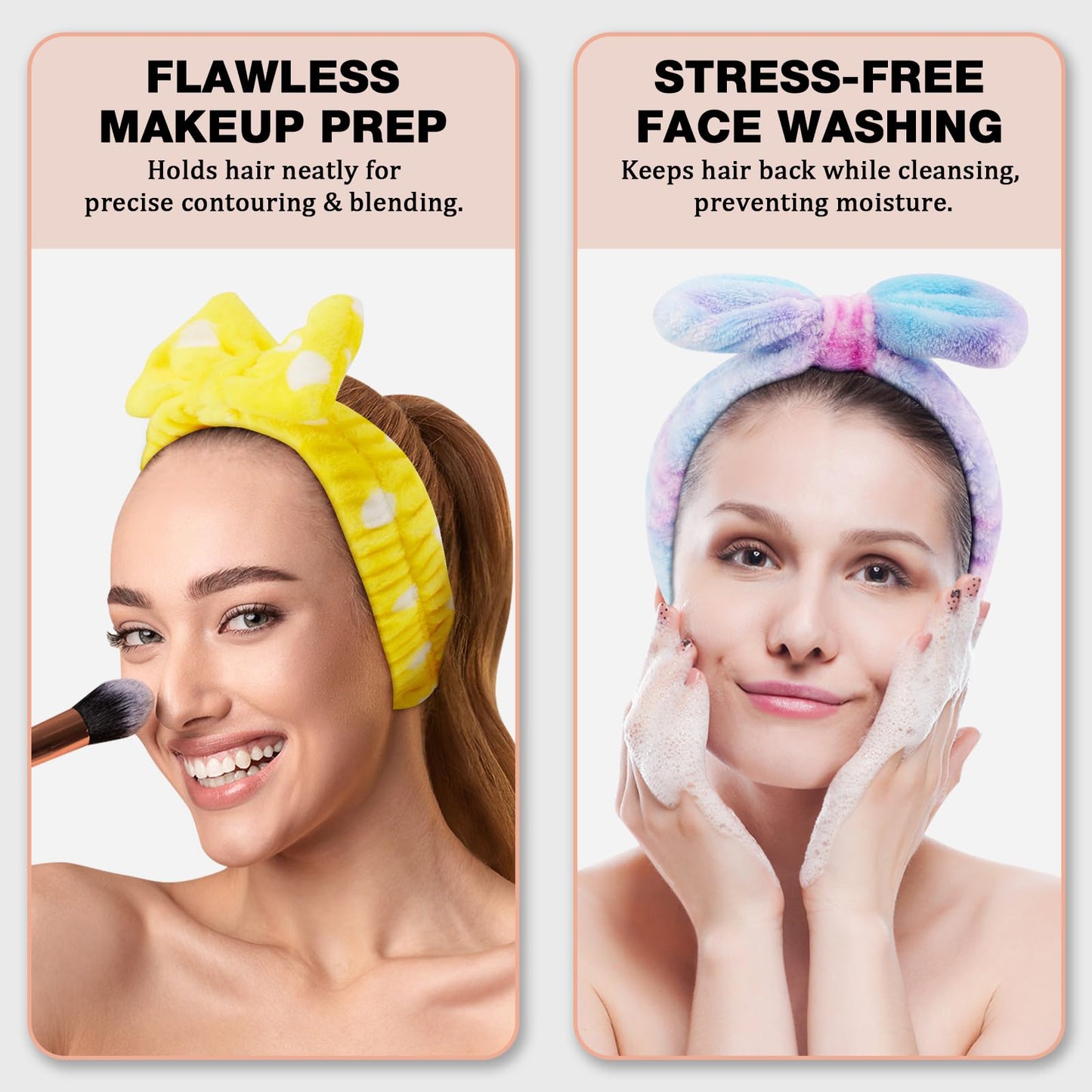 YOOVR 8pcs Spa Headband, Stocking Stuffers for Teen Girls Women, Bulk Cute Small Christmas Trendy Stuff Gifts, Skincare Makeup Face Wash Headband, Hair Accessories, Party Favors Easter Basket Stuffers