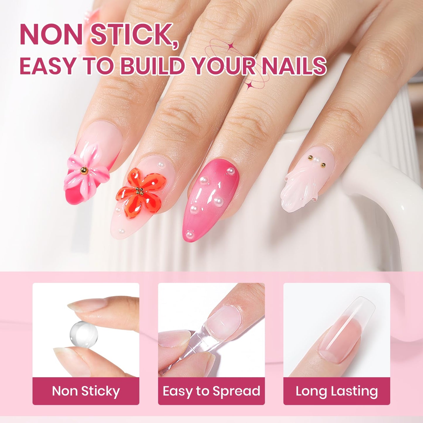 SUPWEE 3D Sculpting Gel for Nail Art, Clear and White Non Stick Hand Hard Gel for Nails Home Manicure, Nail Salon, Nail Charms, Extension, Carving, Molding, Solid Builder Gels