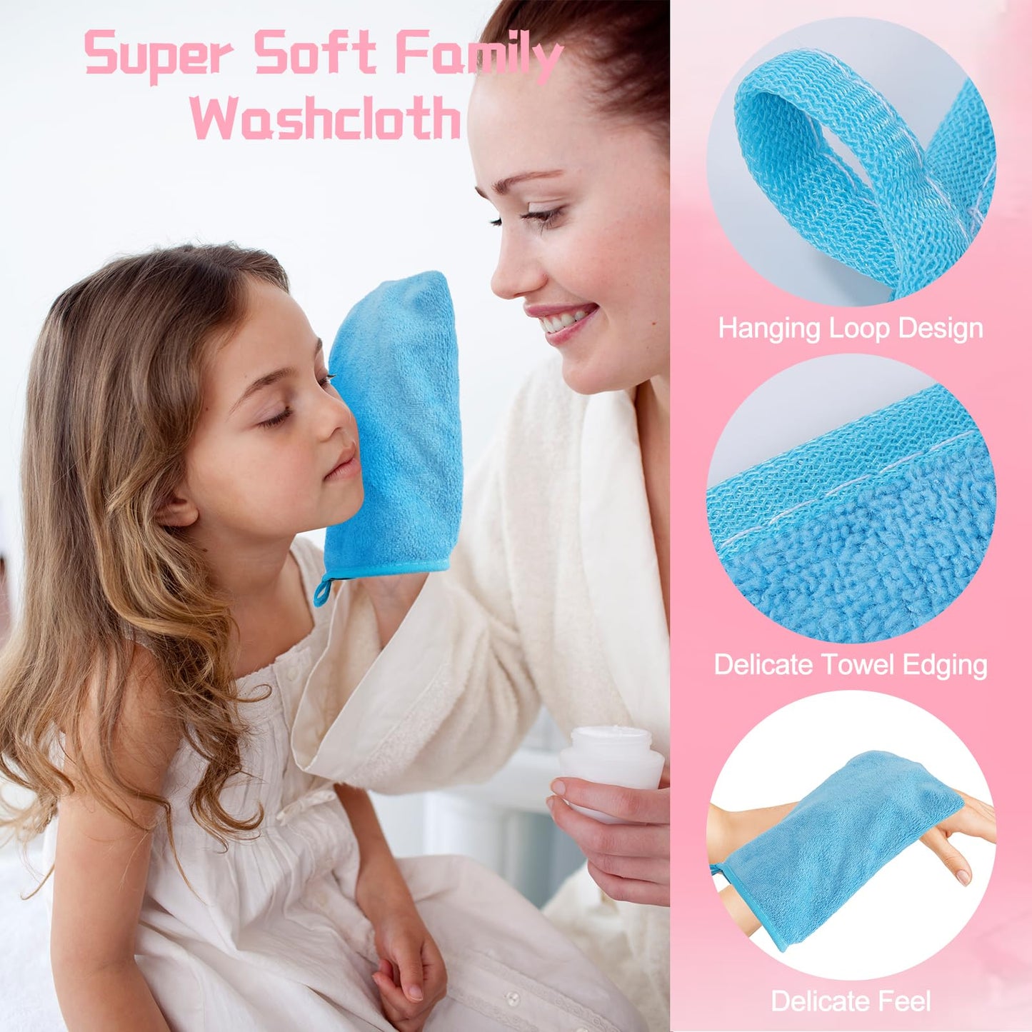 PHOGARY 10 Pack Microfibre Bath Mitts(6"x8"), European Style Washcloth Microfiber Wash Mitt, Reusable Makeup Remover Mitt Gloves Colorful Wash Cloth