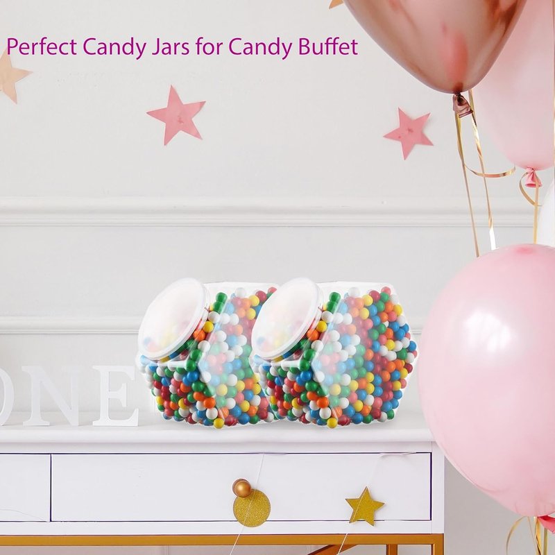 DilaBee 1 Gallon Hexagon Cookie Jars - 2-Pack Clear Plastic Candy Containers with Lids | BPA-Free for Kitchen & Office