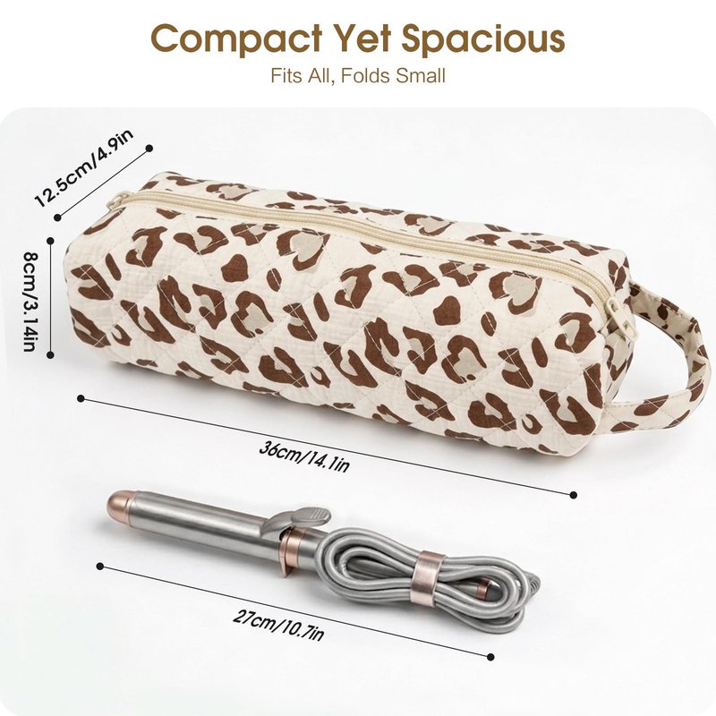 Hair Tools Travel Bag, Soft Compact Case Compatible with Dyson Airwrap & Shark Flexstyle, Curling Iron & Flat Iron Storage Organizer, 14" Portable Hair Accessories Bag（Blue Flower）