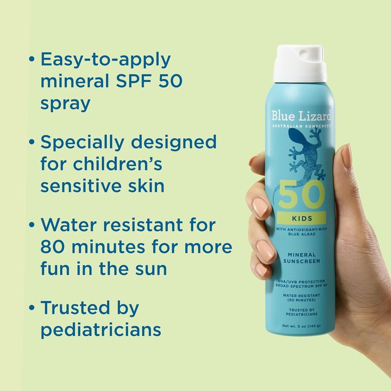 Blue Lizard Kids Sunscreen Spray SPF 50+ | Broad-Spectrum UVA/UVB Protection, Water-Resistant, 5 fl oz