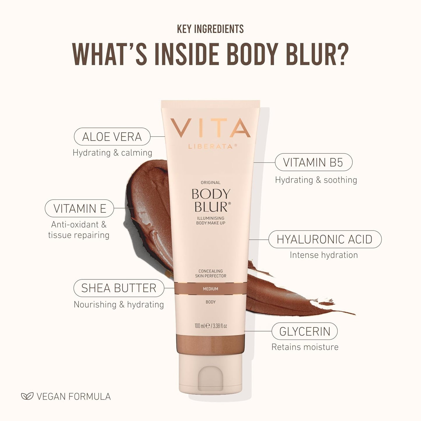 Vita Liberata Body Blur, Leg and Body Makeup. Skin Perfecting Body Foundation for Flawless Bronze, Easy Application, Radiant Glow, Evens Skin Tone, New Packaging