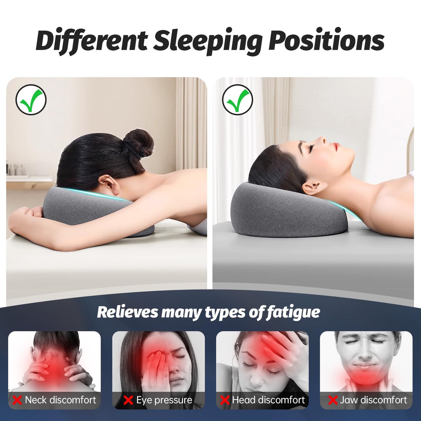 Xiaomubiao Face Down Pillow - Comfortable Massage Headrest for Stomach Sleeping | Grey Removable Cover