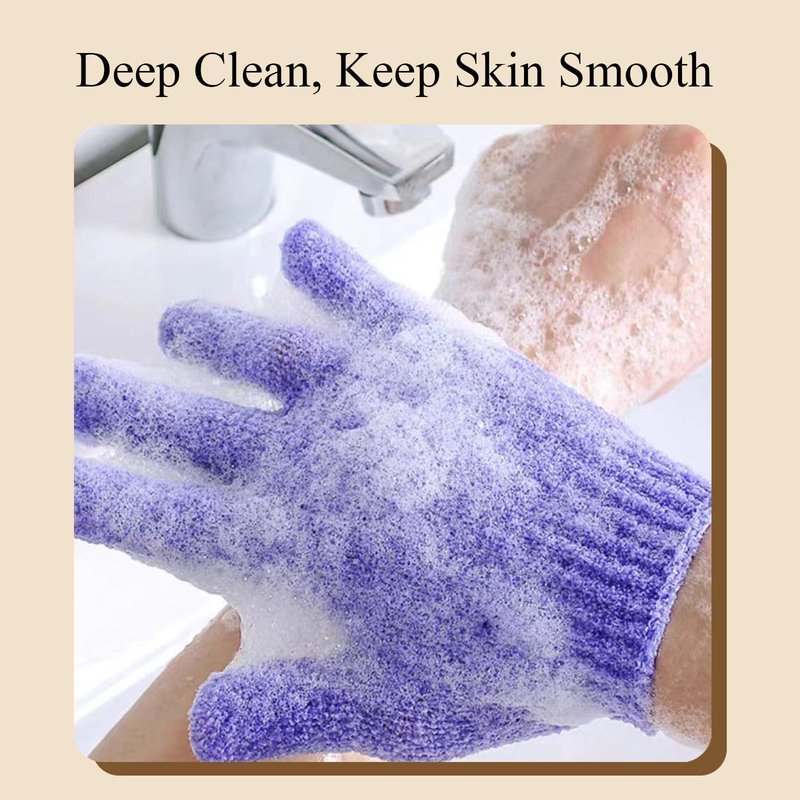 MOLOPPO 2 PCS Exfoliating Glove, Scrub Gloves Exfoliating, loofah, Body Exfoliator, Bath Gloves（Yellow）