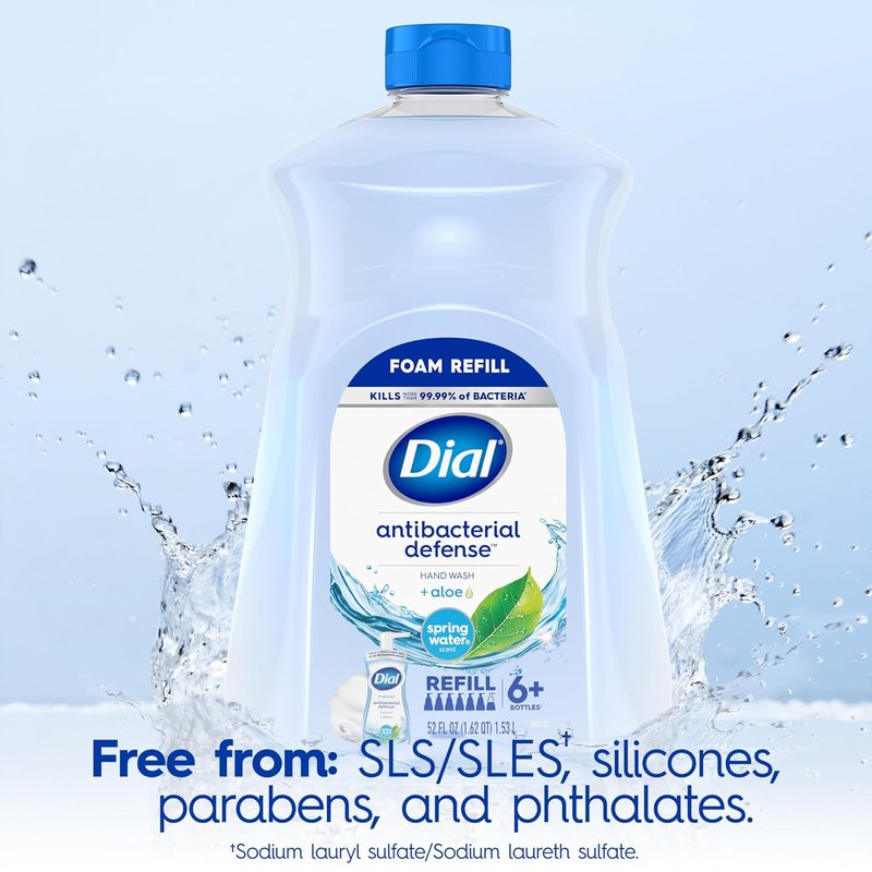 Dial Antibacterial Foaming Hand Soap - Aloe & Spring Water Scent, 52 Fl Oz Refill (Pack of 2)