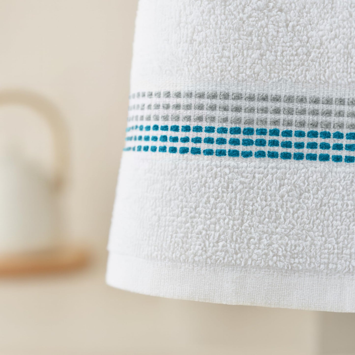 DecorRack 10 Pack 100% Cotton Washcloths, 12x12 inch White Dotted Soft Cotton Face Towels, Absorbent & Durable Wash Cloth Set for Bathroom, Spa, Gym & Travel, Teal (Pack of 10)