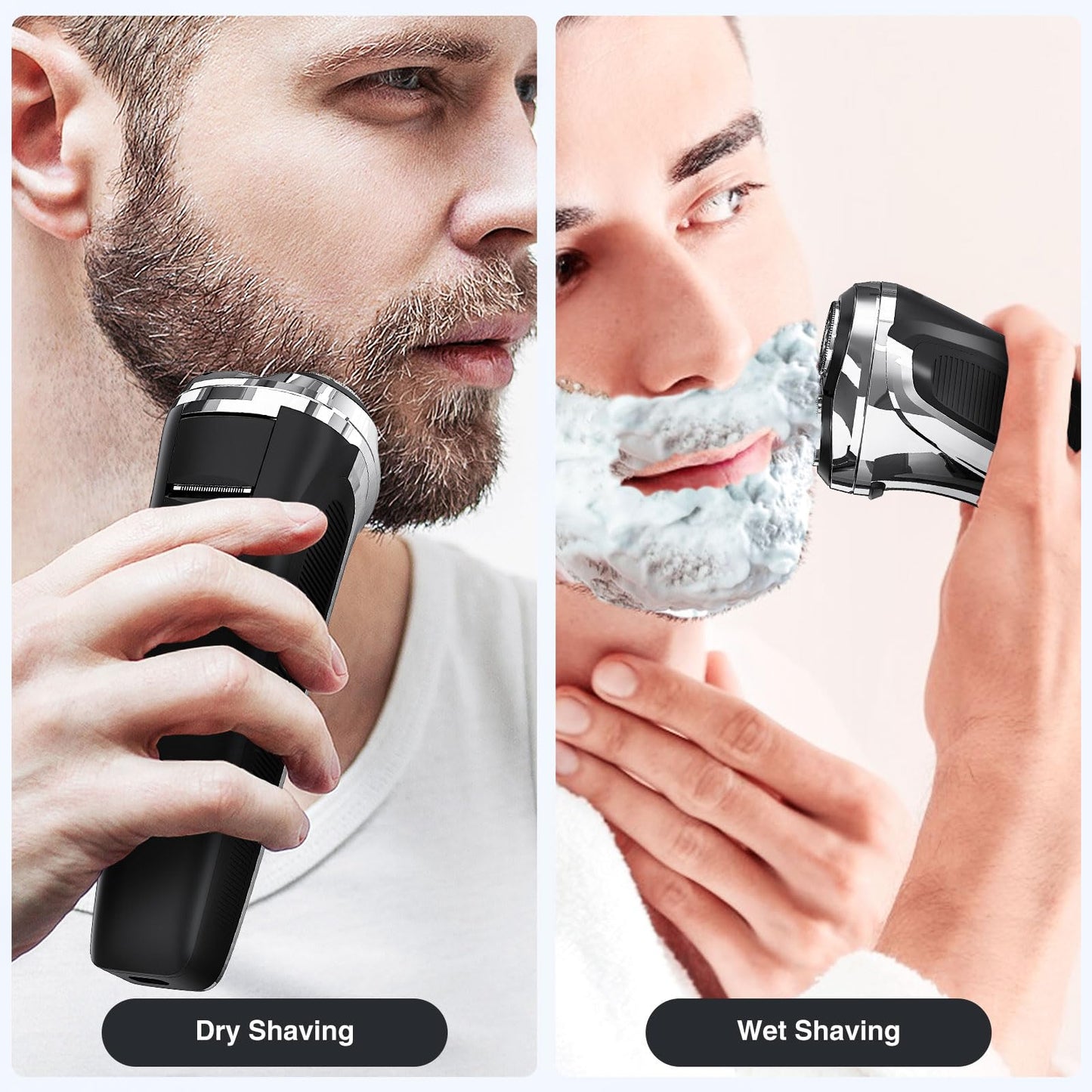 YIRISO Electric Razor for Men, 90Min Long-Lasting Rotary Shaver with 4D Floating Head & LCD Display, Ultra Smooth for Sensitive Skin, IPX6 Waterproof, USB-C Fast Charge, with Travel Case - Ideal Gift
