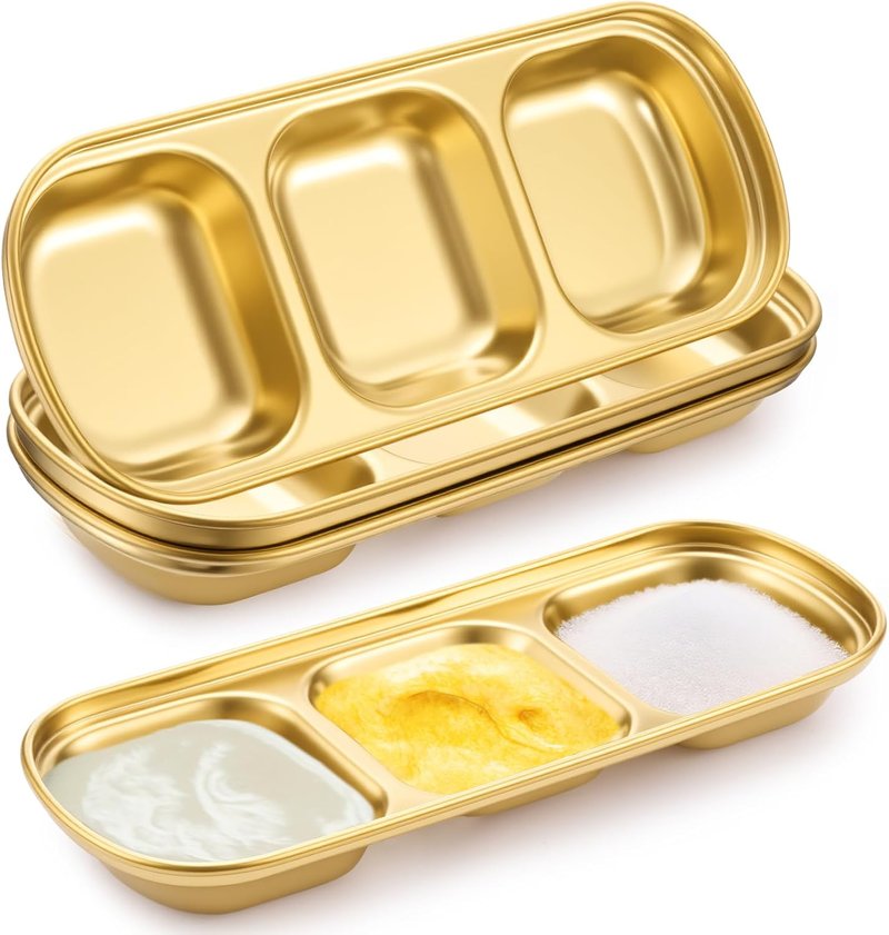 DIY Esthetician Bowls - Stainless Steel Face Mask Tray Set | 4 Pcs Gold Compartment for Spa & Skincare