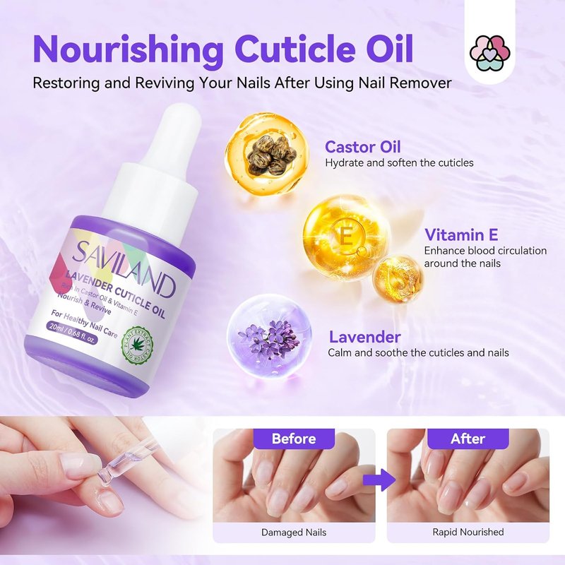 SAVILAND Pure Acetone Nail Polish Remover Kit: 8.45oz Gel & Acrylic Nail Remover with Cuticle Oil, Buffer, Files & Scraper for Quick, Gentle Removal of Gel Polish, Dip Powder & Acrylic Nails Home Use