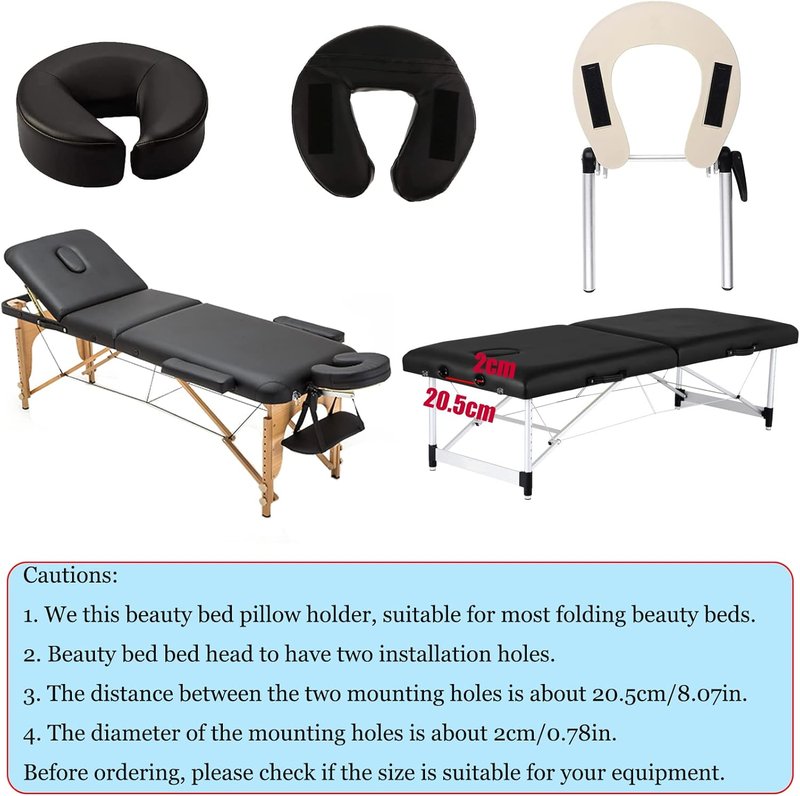 Skiennix Massage Headrest - Adjustable Aluminum U-Shaped Pillow for Bed & Face Cradle