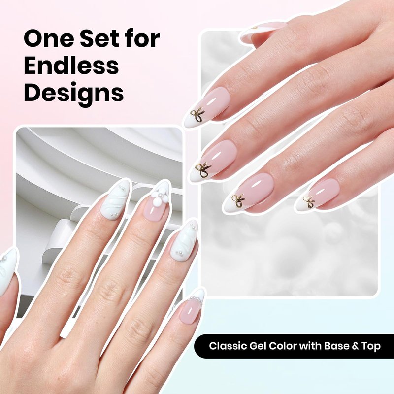 Beetles HEMA Free Gel Polish Set 15ml, White Gel Nail Polish with Gel Base and Top Coat, UV LED Soak Off Gel Polish Kit for Sensitive Nails, DIY French Tip Manicure