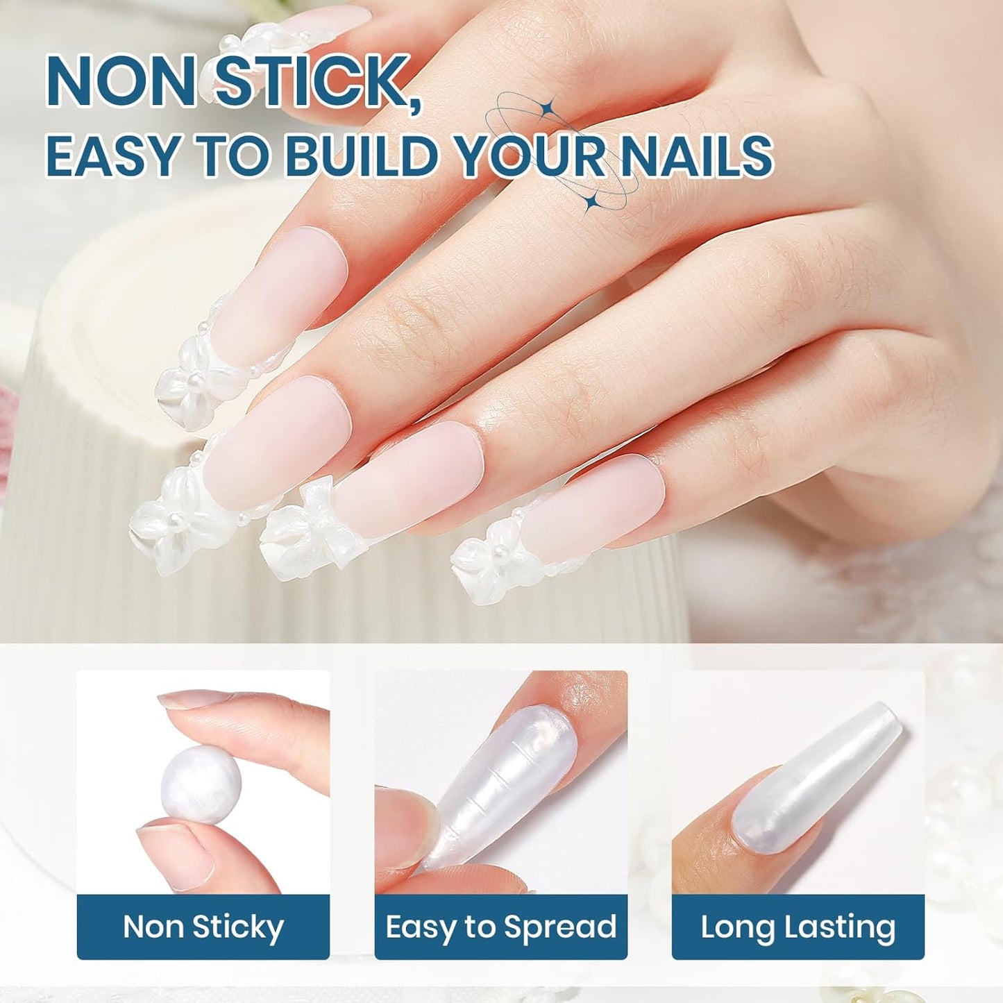 Skiennix Nail Extension Gel - 3D Hard Gel for Art & Sculpture | Pearl White Color for DIY Manicure