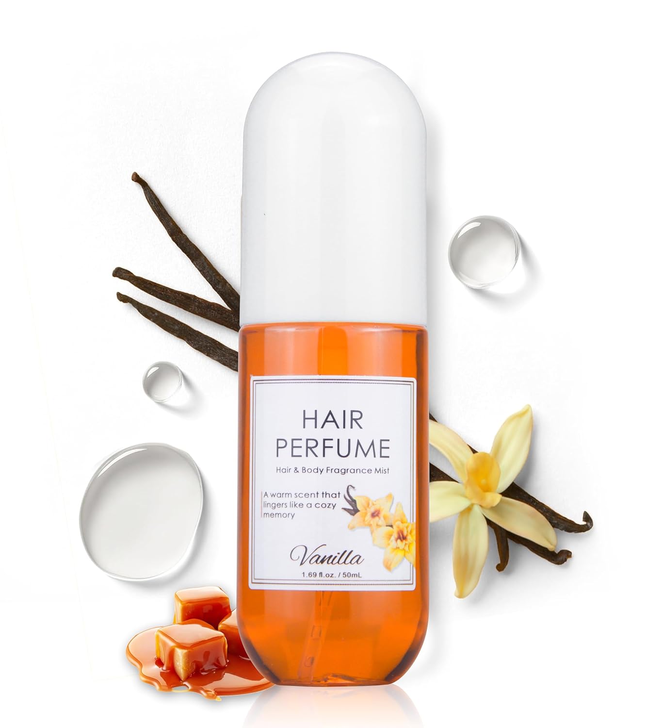 Vanilla Hair & Body Perfume Spray - Pheromone Fragrance Mist for Women | Long-Lasting, Alcohol-Free, 1.7 Oz Travel Size
