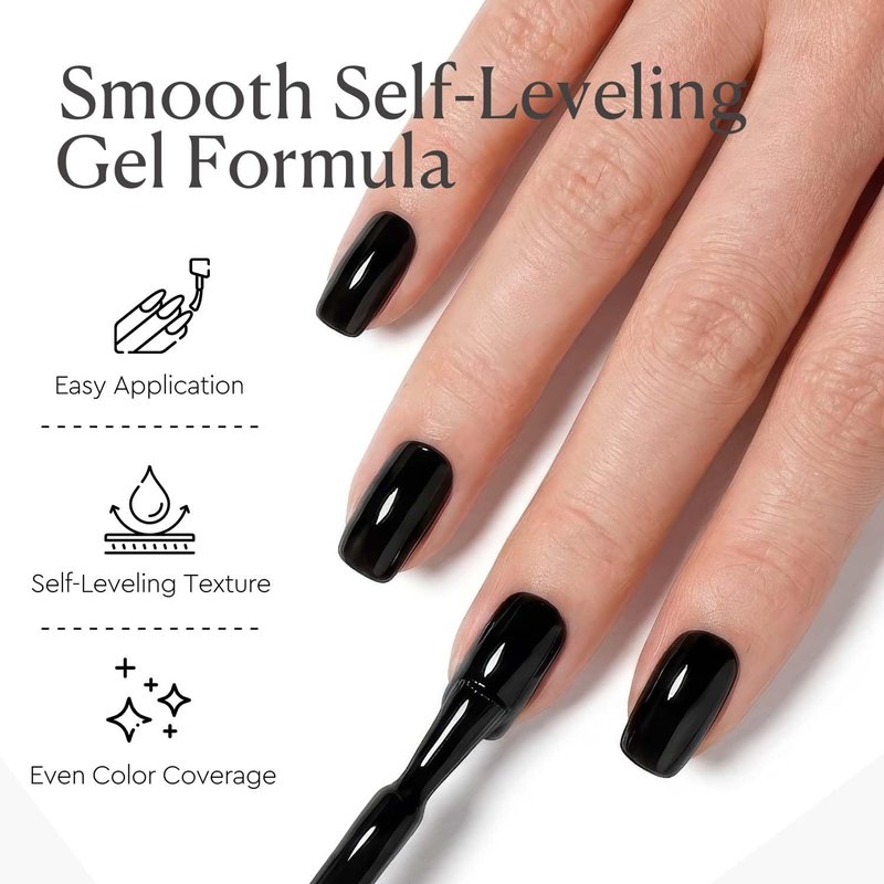 AZUREBEAUTY Black Gel Nail Polish 18ML – Classic Black High Pigment Opaque Soak Off UV/LED Gel Polish, High Gloss Solid for Nail Art, DIY Manicure & Salon Use