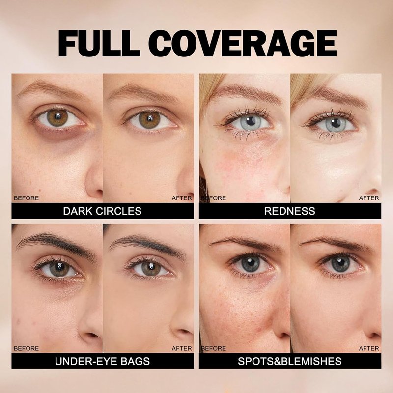 Liquid Concealer - Full Coverage Under Eye Makeup for Dark Circles & Fine Lines | Waterproof, Long-Lasting, 0.42 Fl Oz (Light Nude)