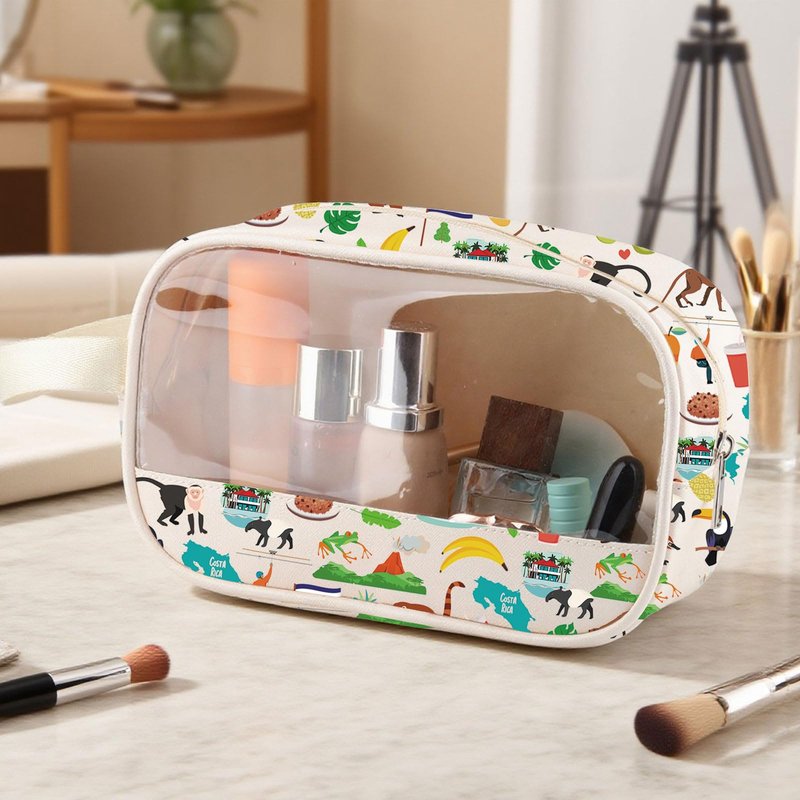 MNIGIU Costa Rica Symbols Souvenir Clear Cosmetic Bag Costa Rica Vacation Gift Travel Lover Pouch North America Travel Gift (Costa Rica Clear Cosmetic Bag)
