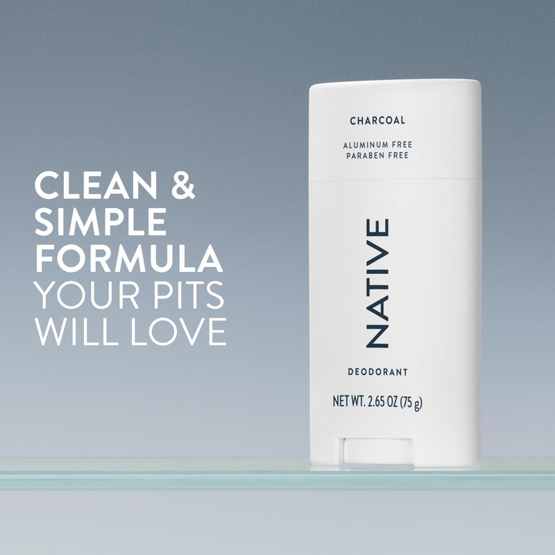 Native Deodorant Contains Naturally Derived Ingredients, 72 Hour Odor Control, Deodorant for Women and Men, Aluminum Free, Charcoal 2.65oz