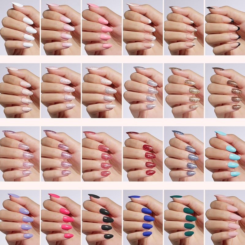 Beetles Press On Nails Kit - 720 Pcs in 24 Colors | Short Almond Glossy & Matte Finish with Glue & Stickers