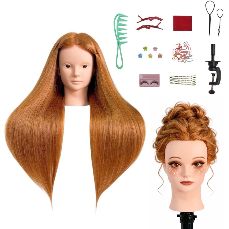 Skiennix Mannequin Head - 28" Hair Styling Practice Doll for Makeup, Cutting & Braiding