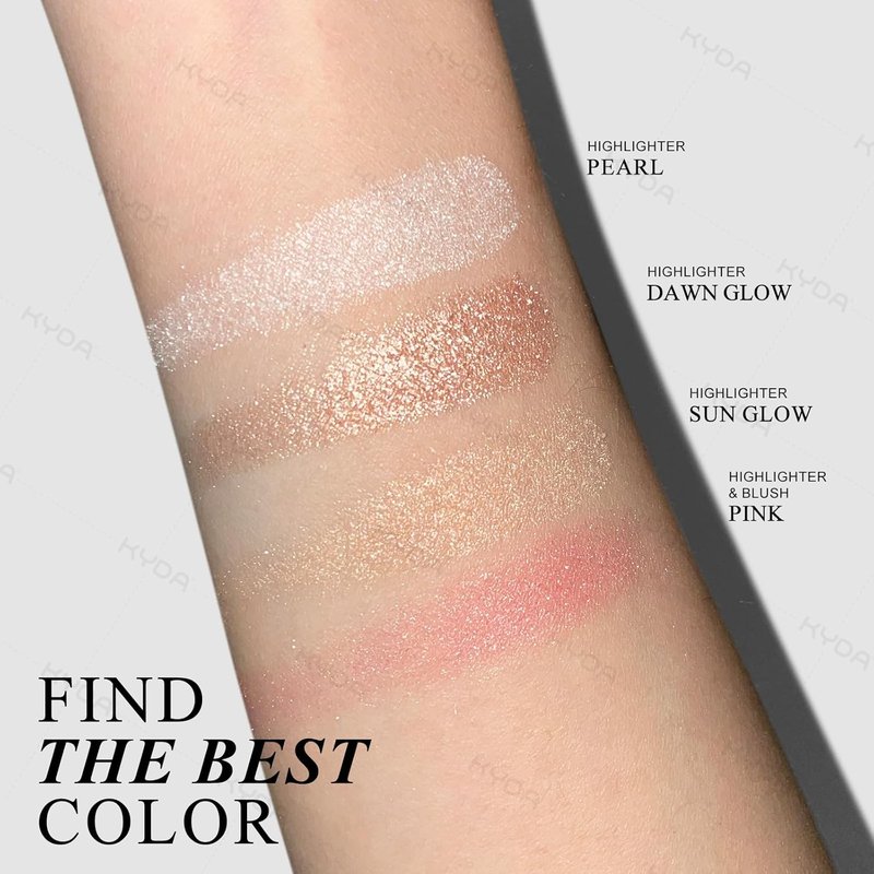 KYDA Face Highlighter Palette - High Gloss Illuminator for Natural Glow Finish | Pearl Shimmer, Long-Lasting Champagne