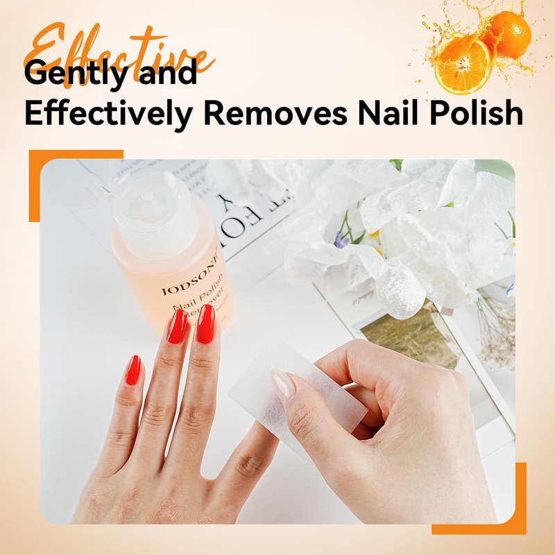 JODSONE Non-Acetone Nail Polish Remover - Gentle Formula with Vitamin E & Aloe | 6.09 Fl. Oz, Orange Scent