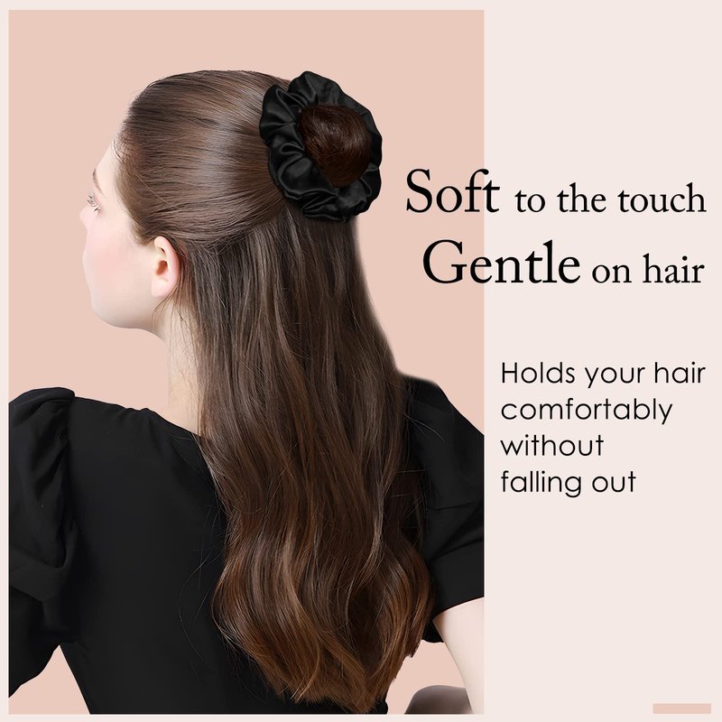 OLESILK 100% Mulberry Silk-Scrunchies for Hair Sleep, Women Grils Silk Hair Ties for Frizz & Breakage Curly Hair, No Damage, Elastics Ponytail Holder, 3 Pack