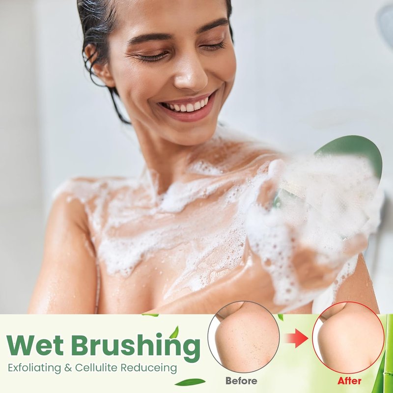 Gejoy Dry Brushing Body Brush Set - 10 Exfoliating Brushes for Lymphatic Drainage & Cellulite | Sage Green (4.92 x 2.56 Inches)