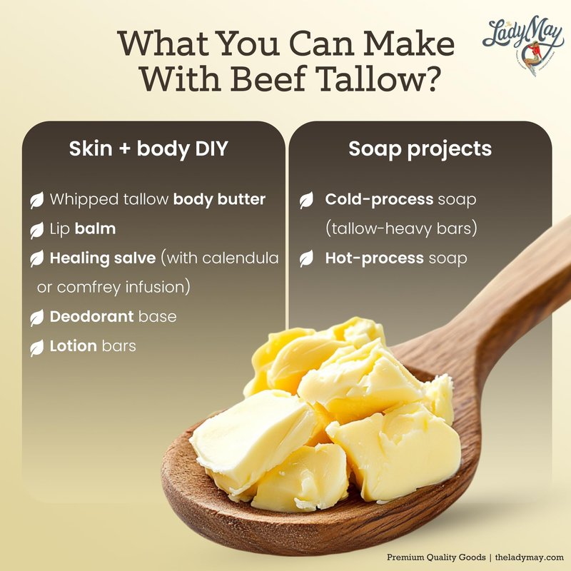 Bulk Grass-Fed Beef Tallow for Soap, Skincare & Candles, 16lbs Unscented Maker-Proven Quality Tallow (2LB)