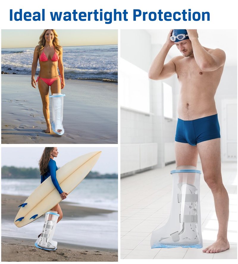 Blueash Waterproof Extra Wide Leg Cast Cover for Shower Adult, Reusable Extra Large Leg Shower Casts Cover with Non-Slip Bottom for Adults Large Casts Surgery Shower Boots