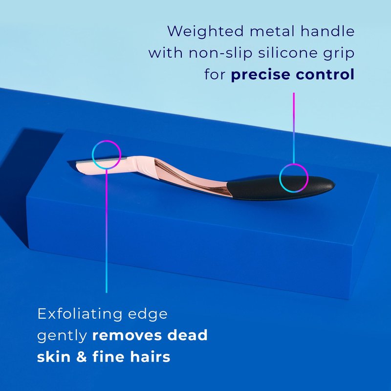 Schick Hydro Silk Dermaplaning Wand, Dermaplaning Tool for Face | Dermaplane Razor for Women Face, Eyebrow Razor, Peach Fuzz Remover, Includes 1 Weighted Metal Handle with 6 Refill Blades