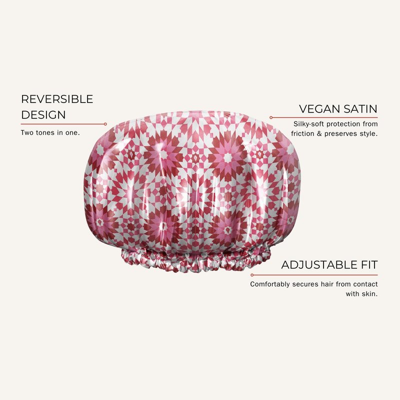 Bounce Curl Reversible Satin Hair Bonnet Pink