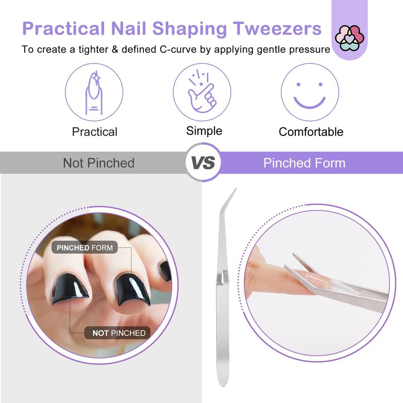 Saviland Acrylic Nail Brush Nail Kit: Acrylic Powder Nail Brush Kit with Shaping Tweezers Nail Forms Purple Nail Brushes Set Size 8 10 1216 for Acrylic Application Nails Art Extension 3D Carving