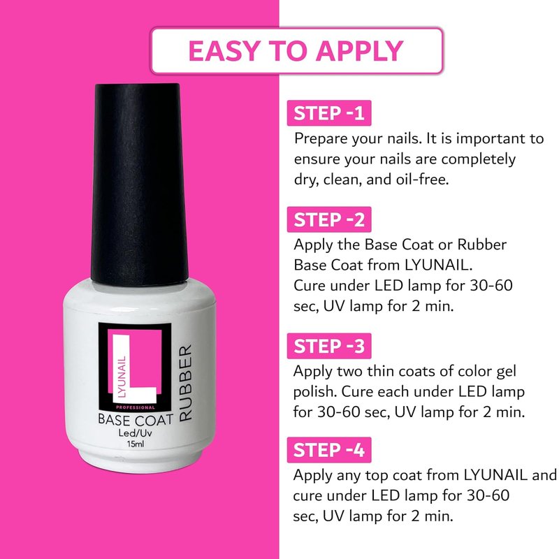 Rubber Base Gel - 15ml | Long-Lasting Nail Strengthener for Perfect Soak Off & UV/LED Use
