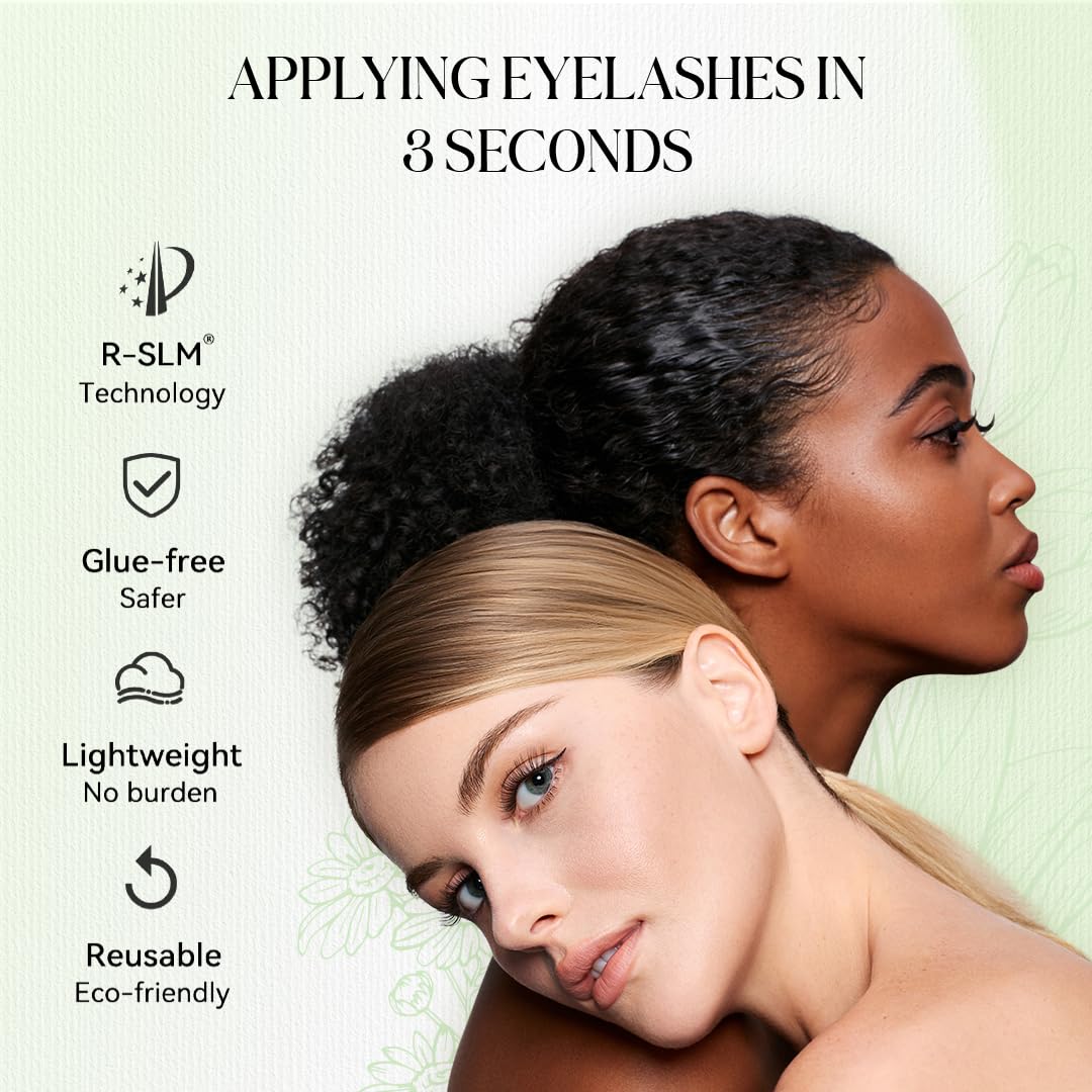 WOSADO Soft Magnetic Eyelashes Kit with Applicator, Reusable Glue-free Wispy Magnetic Lashes, Cruelty-free False Lashes, Waterproof, Lightweight, Suit for Heavy Makeup