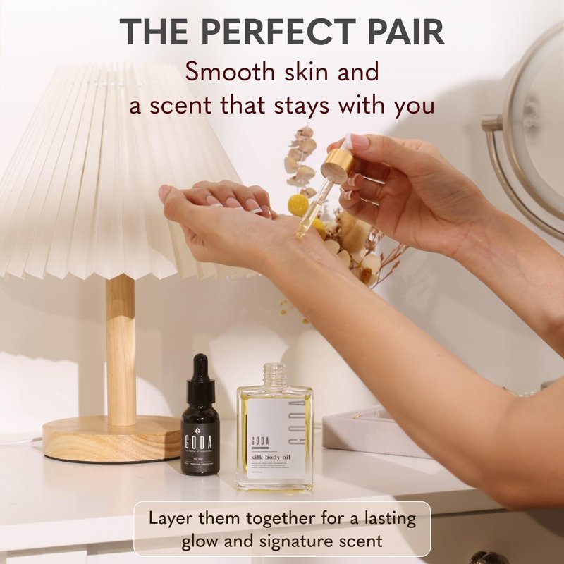 GODA for Her Perfume and Silk Body Oil for Women - Perfect Bundle for Your Daily Stunning Beauty and Attraction