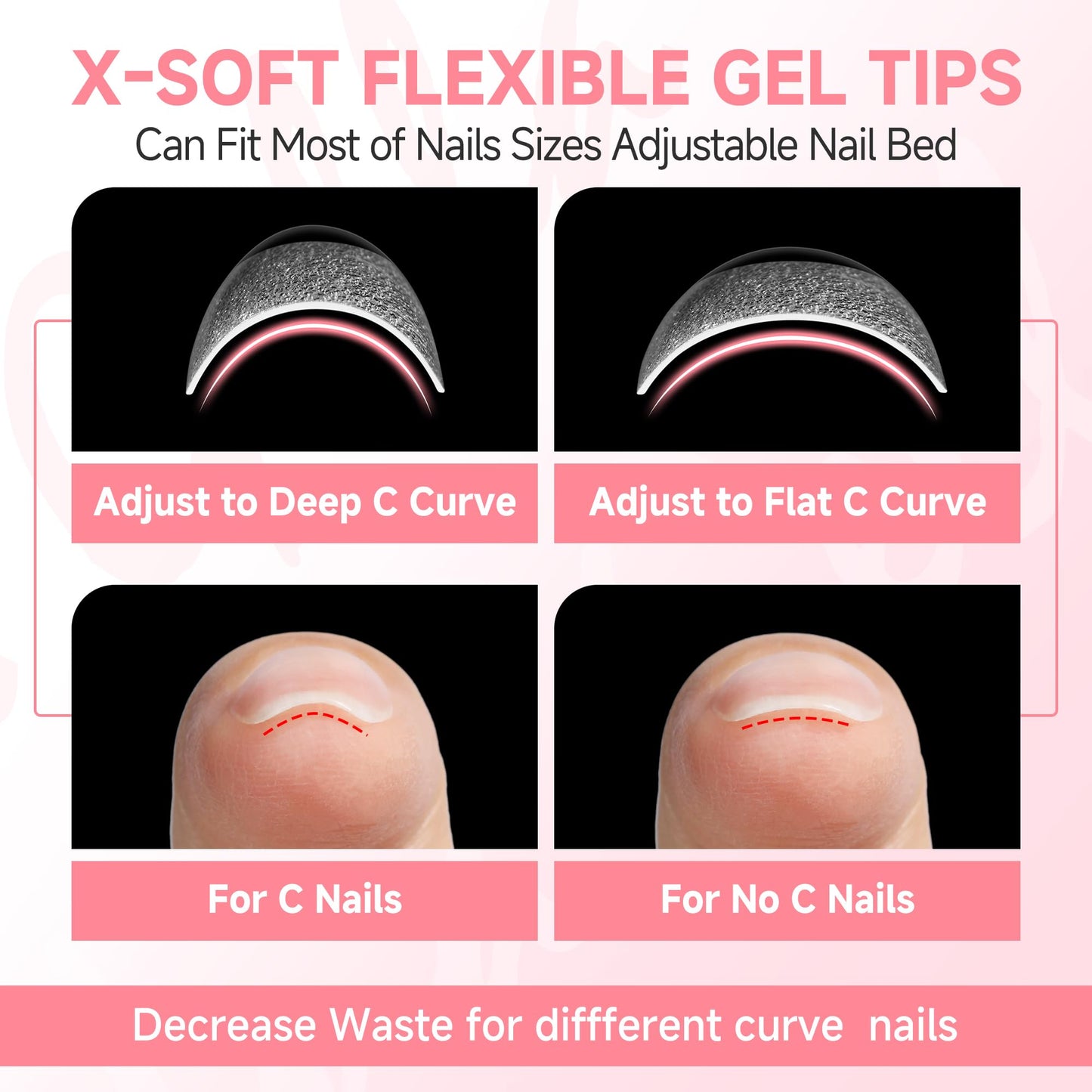 UNA GELLA Almond Nail Tips X-Soft Thicker Flexible Gel Nail Tips 330PCS Pre-etched Nails Tips Almond Shape Press on 15 Sizes Full Cover A lmond Fake Nails Strength Clear Nail Extensions DIY Salon